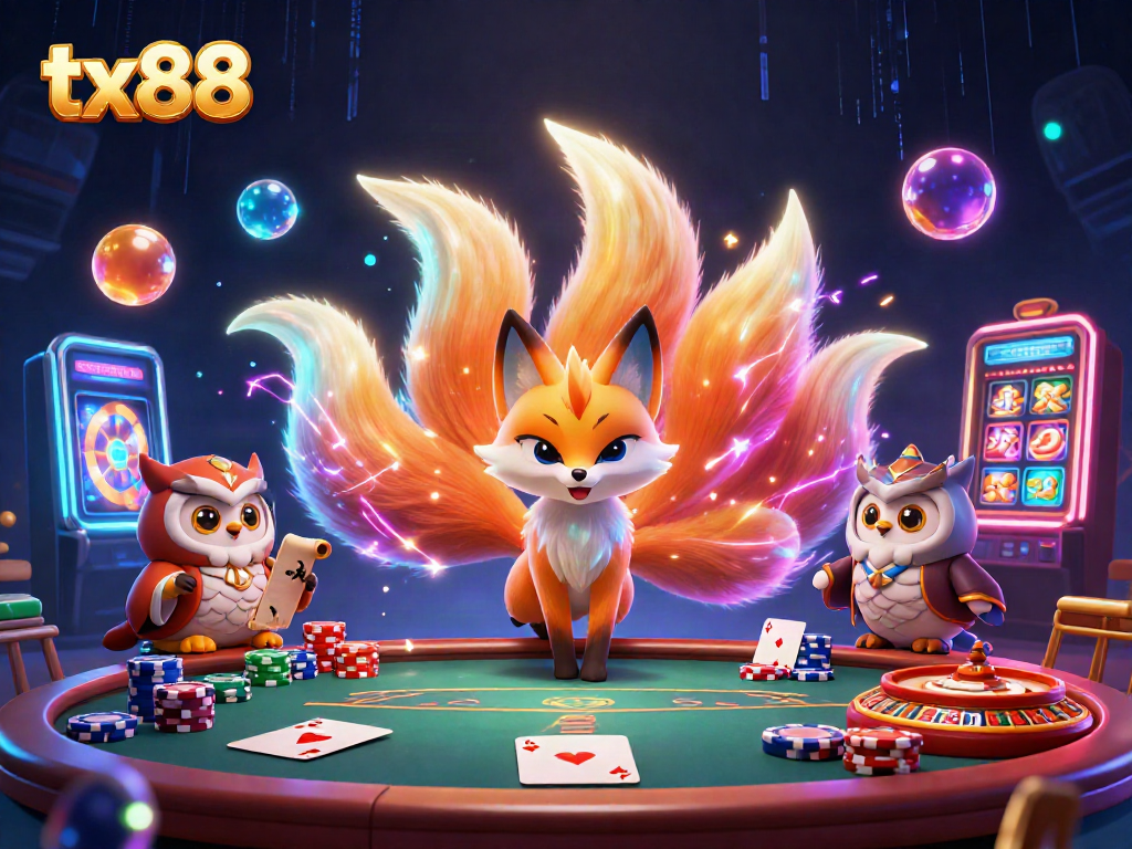 Experience the thrilling gaming action with tx88, featuring colorful characters and exciting casino elements.