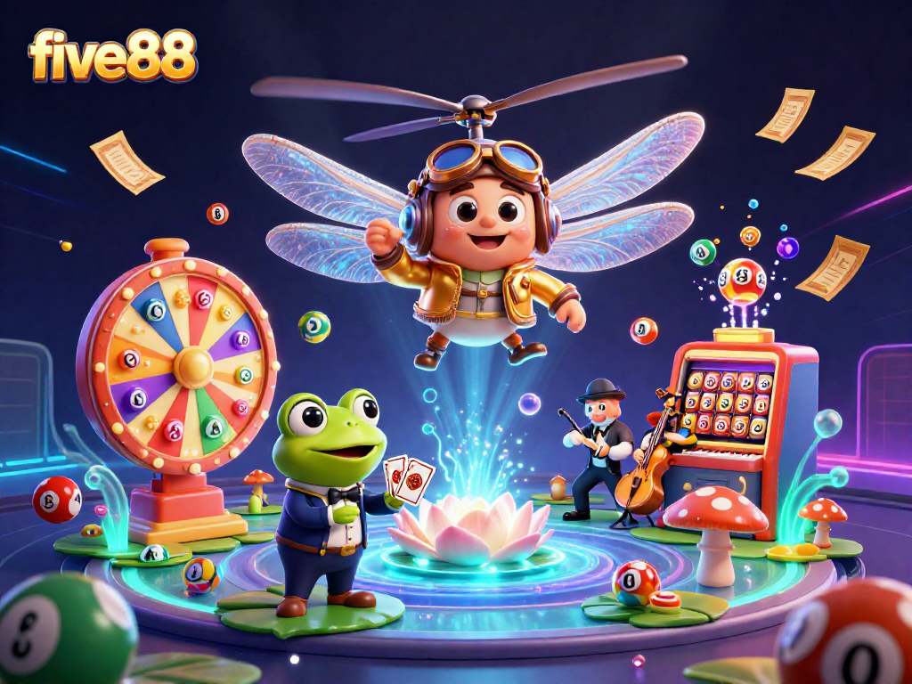 Experience thrilling wins at five88 with a lively casino scene featuring colorful elements and dynamic action.