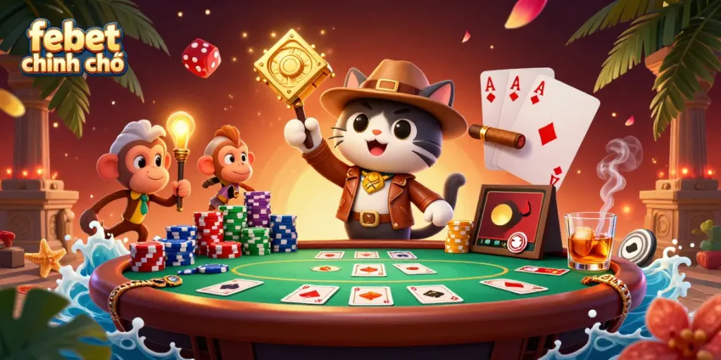 Experience thrilling moments with febet chính chủ in this vibrant casino scene featuring dynamic game elements.