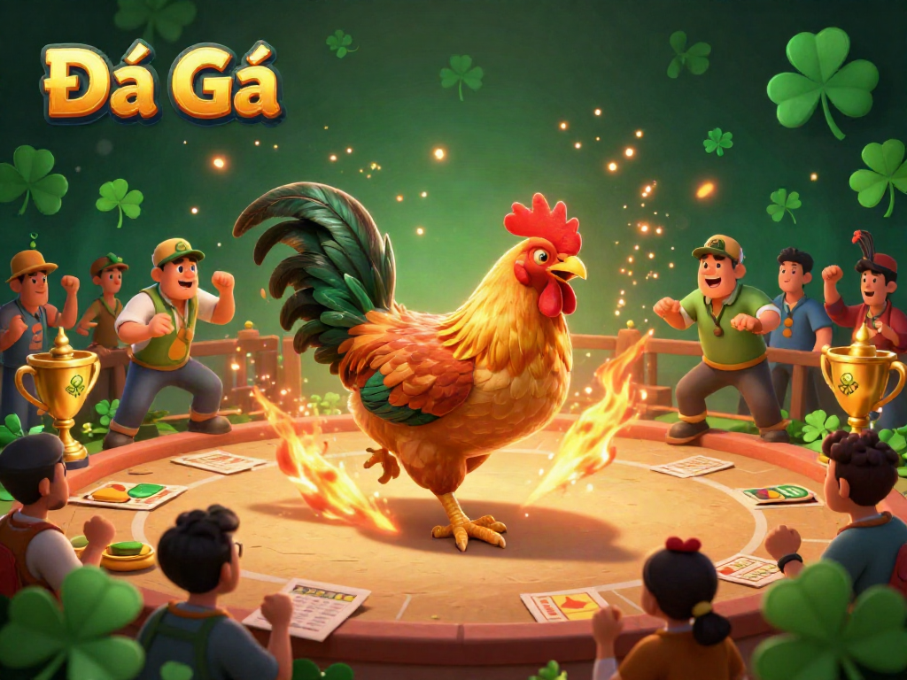 Experience the excitement of Đá Gà in vibrant action with feathered fighters and dynamic betting elements.