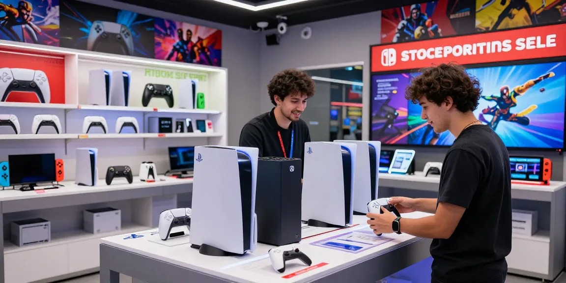 rokok88 original gaming consoles and accessories displayed at vibrant game store
