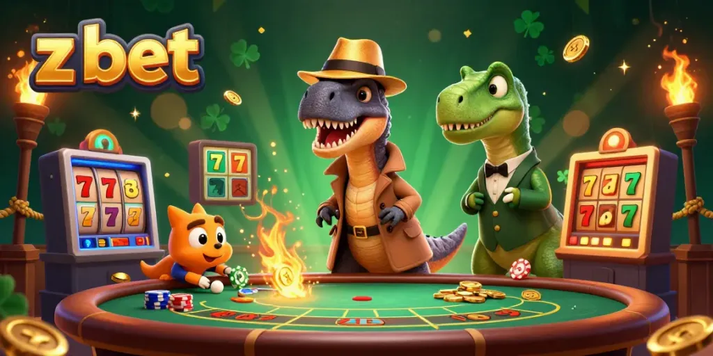 Experience thrilling gaming action at z bet with a cartoon velociraptor amid an animated blackjack scene.