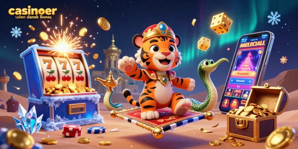 Experience the thrill of casinoer uden dansk licens with a vibrant scene of a tiger sultan and dynamic game elements.
