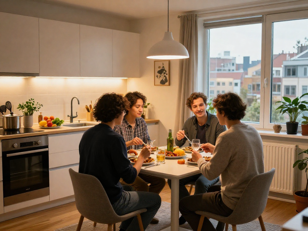 Monteurzimmer mieten Hannover - Gemütliche Wohnung mit Essgruppe und Küche für Gruppenaufenthalte.
